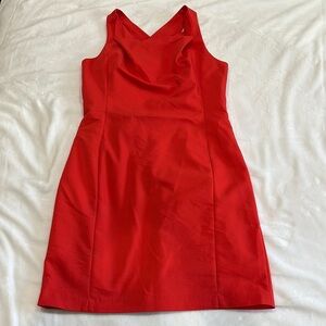 Badgley Mischka Red Cowl Neck Sheath Mini Dress